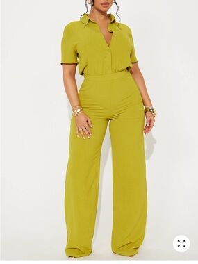 Wide-Leg Jumpsuit in Chartreuse - Women's Pants & Jumpsuits